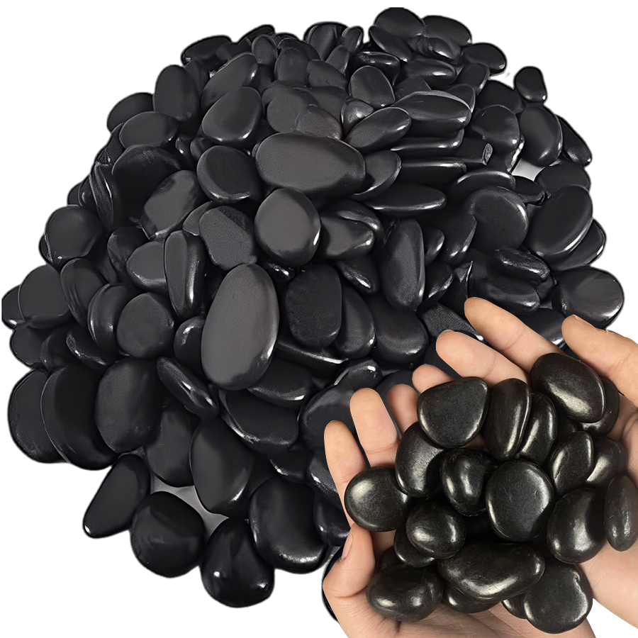 Aquarium Fish Types - 200g Black High Polished Natural Pebbles
