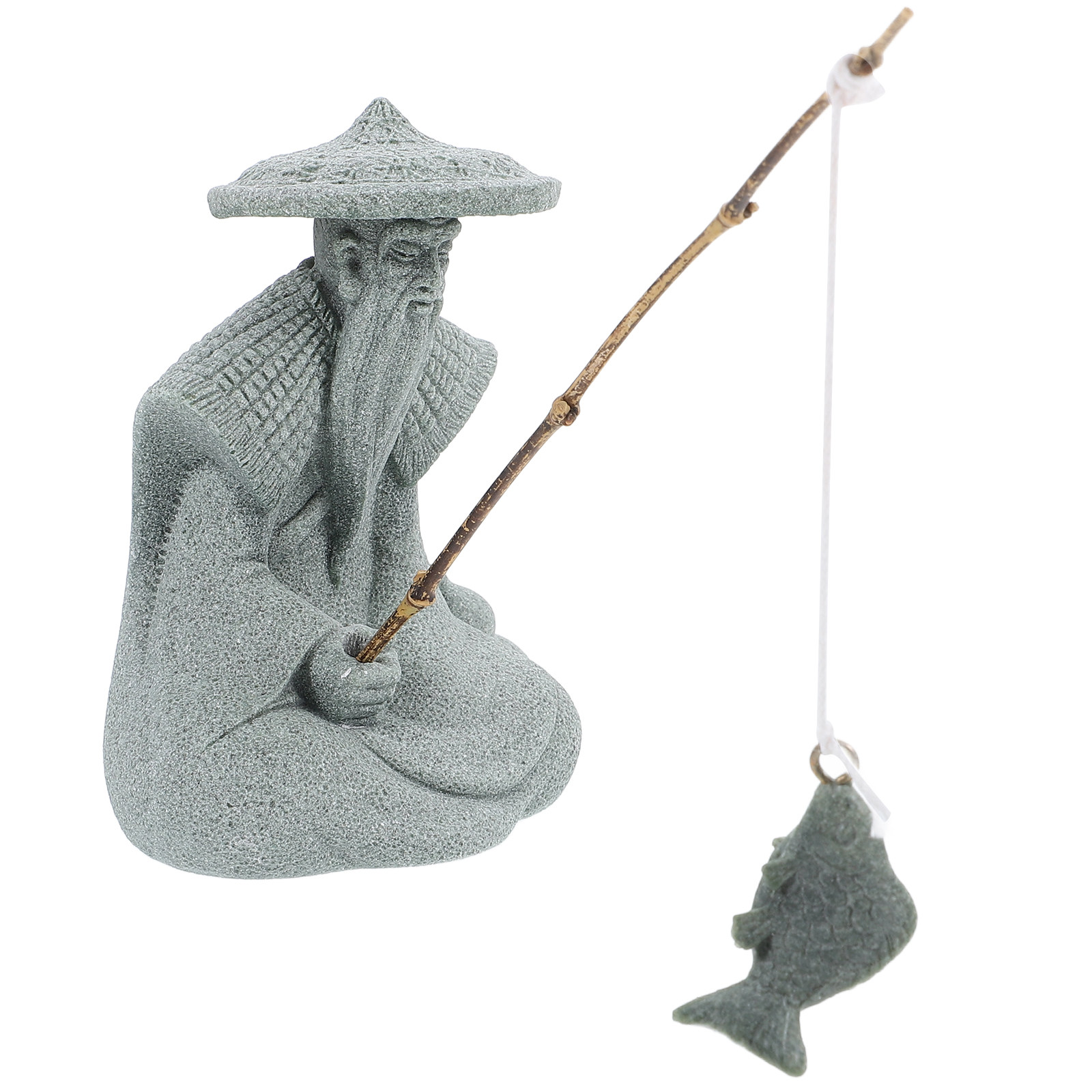 Fish Aquarium Home - Small Resin Fisherman Statue Fish Tank