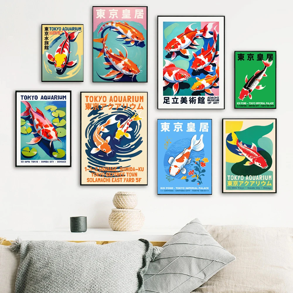 Retro Abstract Cartoon Japanes - Aquarium Fish Poster ulasan dan harga