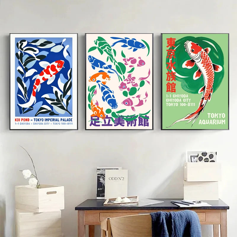 Retro Abstract Cartoon Japanes - Aquarium Fish Poster ulasan dan harga