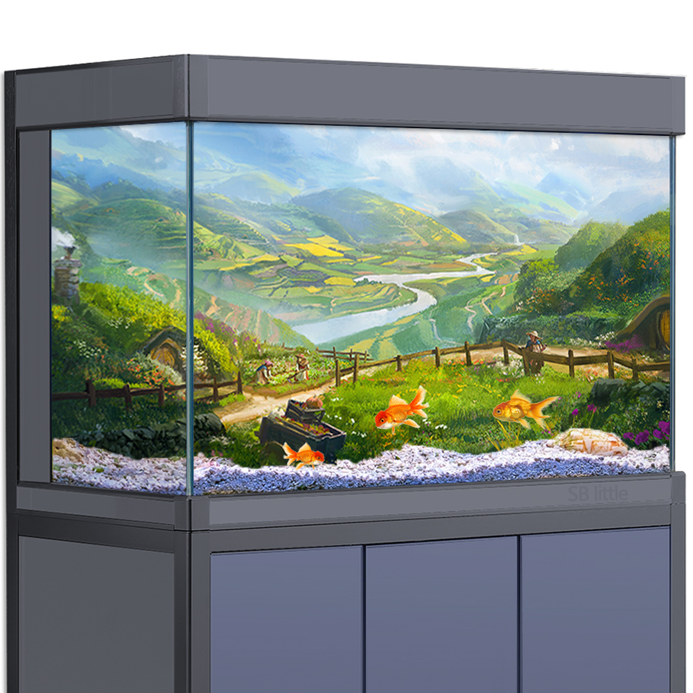 Aquarium Background Sticker De - Aquarium Fish Poster ulasan dan harga
