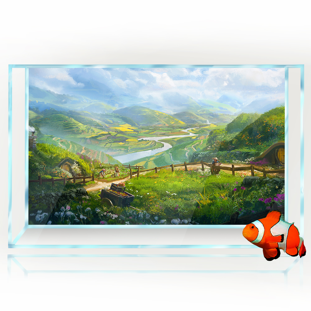 Aquarium Background Sticker De - Aquarium Fish Poster ulasan dan harga